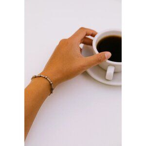 Vintage Sterling Silver Bracelet Ball Tube Beading Link Line Stacker Style 9g